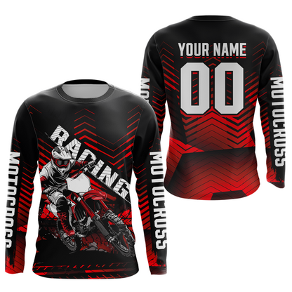 Custom Red Motocross Jersey Racing for Kid Men Women MX Dirt Bike Shirts UPF30+ DNT46