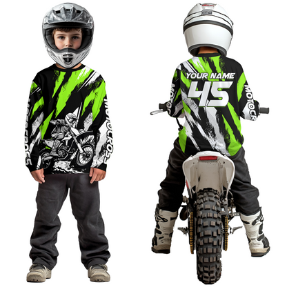 Green Youth Motocross Shirts MX Racing Custom Dirt Bike Shirts Kid Men Women UPF30+ DNT33