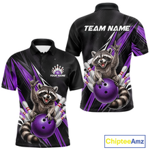 Load image into Gallery viewer, Custom Purple Raccoon Bowling Jersey for Men Bowling Team Shirts Bowling Polo &amp; 1/4 Zip HNT254