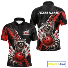 Load image into Gallery viewer, Custom Red Raccoon Bowling Jersey for Men Bowling Team Shirts Bowling Polo &amp; 1/4 Zip HNT254