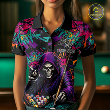 Load image into Gallery viewer, Custom Graffiti Grim Reaper 8 Ball Billiard Shirt for Women Billiard Team Jersey Billiard League NNT186