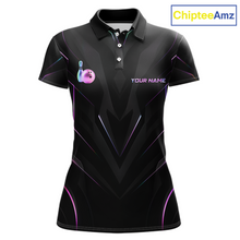 Load image into Gallery viewer, Black bowling shirt with colorful design and 'ChipteeAmz' branding on a white background