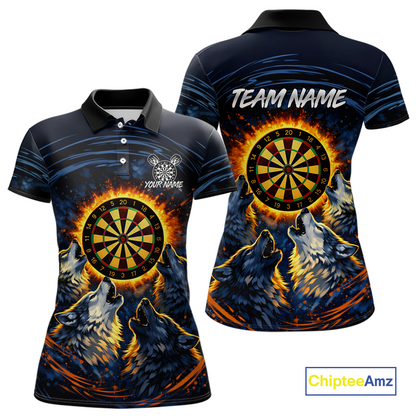 Custom Funny Flame Wolf Darts Board Dart Shirts For Women Darts Team Jerseys Dart Tournament NNT149