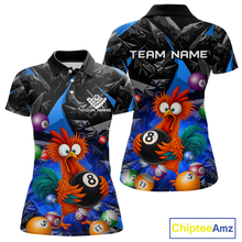 Load image into Gallery viewer, Custom Funny Blue Chicken 8 Ball Pool Billiard Shirt for Women Polo &amp; 1/4 Zip, Billiard Team Jerseys NNT148