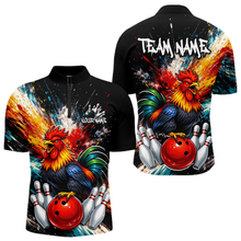 Load image into Gallery viewer, Custom Funny Rooster Bowling Jersey for Men Bowling Team Shirts Bowling Polo &amp; 1/4 Zip HNT256