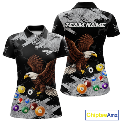 Custom Eagle 8 Ball Billiard Shirts for Women Billiard League Billiard Team Shirts Polo & 1/4 Zip NNT108
