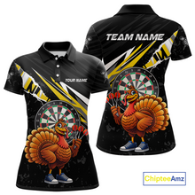 Load image into Gallery viewer, Yellow Funny Turkey Chicken Darts Shirt for Women Darts Team Jerseys Polo &amp; 1/4 Zip Dart League NNT130