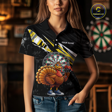 Load image into Gallery viewer, Yellow Funny Turkey Chicken Darts Shirt for Women Darts Team Jerseys Polo &amp; 1/4 Zip Dart League NNT130