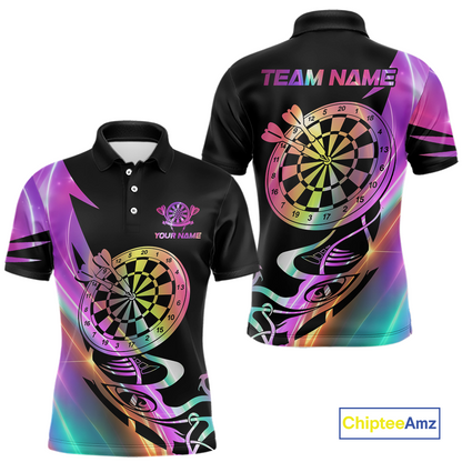 Custom Neon Pattern Dart Shirts For Men Dart Board Shirts Polo & 1/4 Zip Dart Jersey Team NNT128