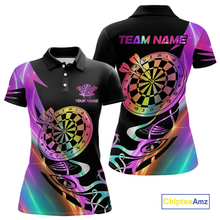 Load image into Gallery viewer, Custom Neon Pattern Dart Shirts For Women Dart Board Shirts Polo &amp; 1/4 Zip Dart Jersey Team NNT128
