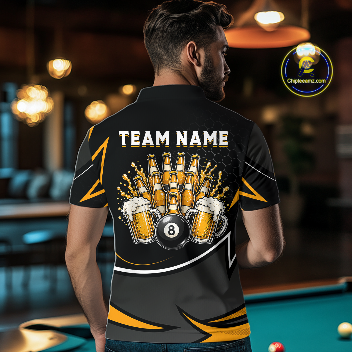 Custom Beer 8 Ball Billiard Shirt for Men Billiard Team Jersey Billiard League Billiard Uniform NNT187