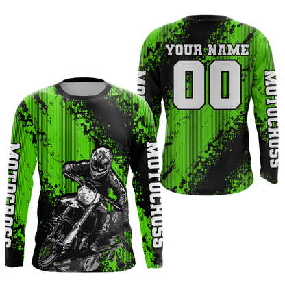 Custom Green MX Off Road Racing Shirts Kid Men Women Youth Motocross Shirts UPF30+ DNT36