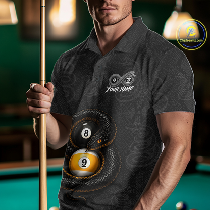 Custom Snake Yin Yang 8 Ball 9 Ball Billiard Shirt for Men Billiard Team Jersey Billiard League NNT185