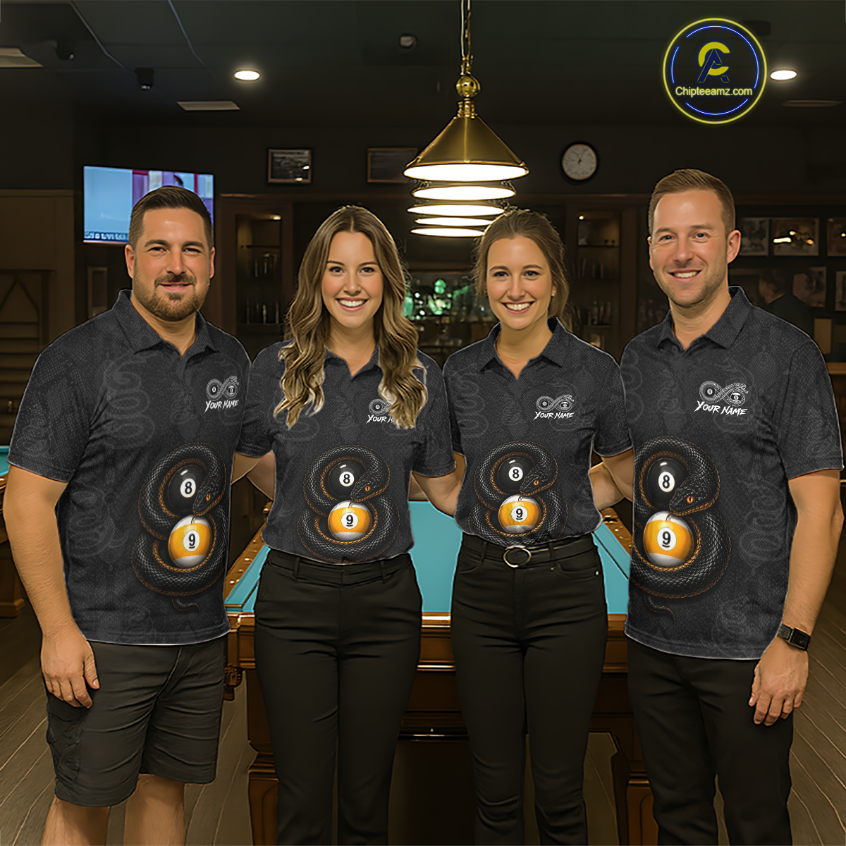 Custom Snake Yin Yang 8 Ball 9 Ball Billiard Shirt for Women Billiard Team Jersey Billiard League NNT185