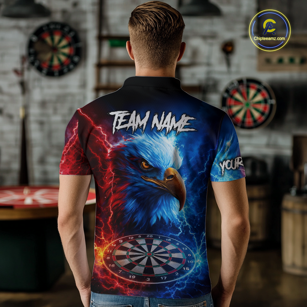 Custom Lightning Thunder Eagle Dart Shirts for Men Darts Team Jerseys Polo & 1/4 Zip NNT137