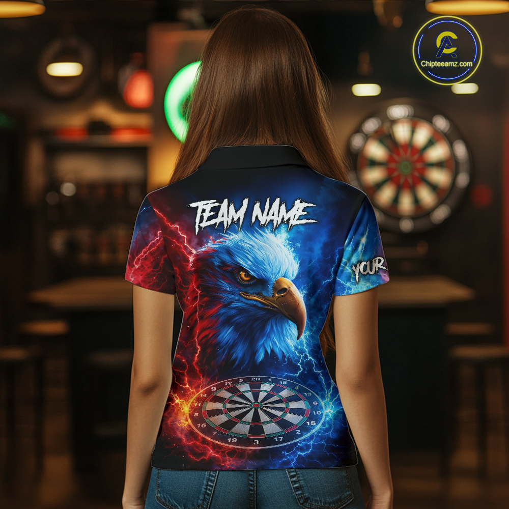 Custom Lightning Thunder Eagle Dart Shirts for Women Darts Team Jerseys Polo & 1/4 Zip NNT137