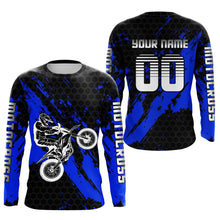 Load image into Gallery viewer, Blue Youth Motocross Jersey Adult Kid Upf30+Custom Racing Jersey Off-Road Jersey DNT51