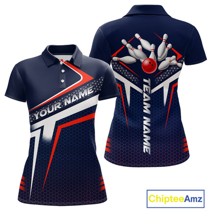 Custom Bowling Jersey for Women Bowling Team Shirts Bowling League Uniform Polo & 1/4 Zip HNT171