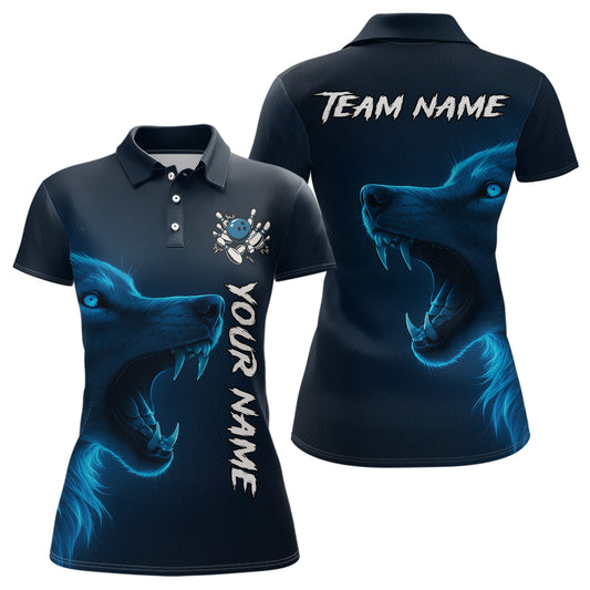 Custom Wolf Bowling Jersey for Women Polo & 1/4 Zip Bowling Team Shirts Bowling League HNT149