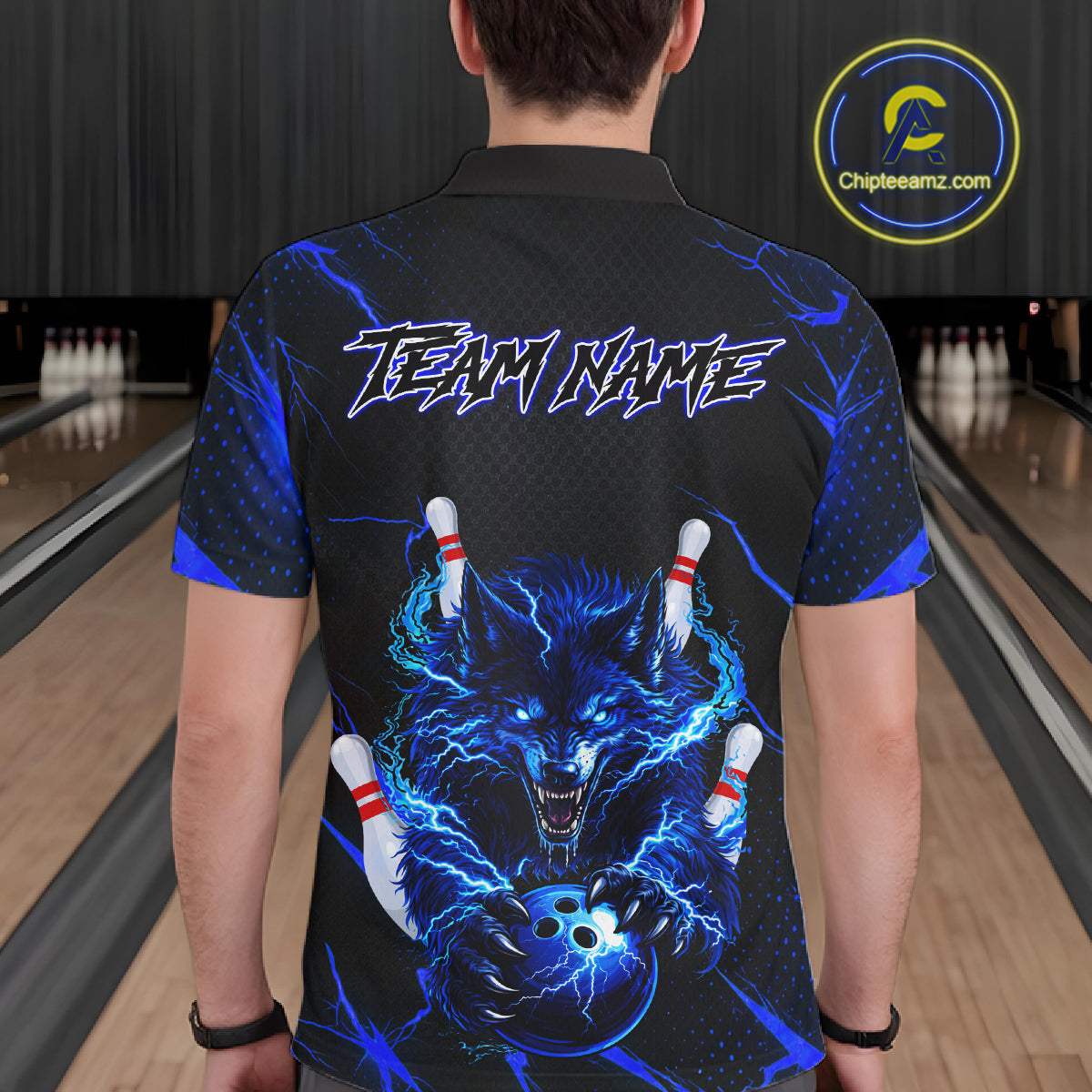 Custom Thunder Wolf Bowling Jersey for Men Bowling Uniform Polo &1/4 Zip Bowling Team Shirts HNT250
