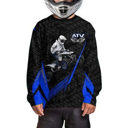 Personalized ATV Motocross Jersey For Adult & Kids UPF30+ Blue Quad Bike Shirt Off-Road ATV MX Racing NHN013
