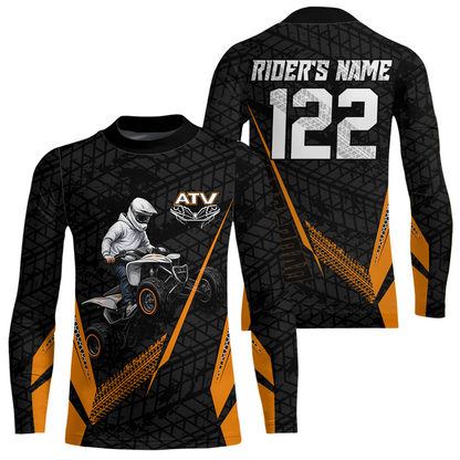 Personalized ATV Motocross Jersey For Adult & Kids UPF30+ Orange Quad Bike Shirt Off-Road ATV MX Racing NHN013