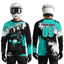 Load image into Gallery viewer, Turquoise ATV Motocross Jersey Personalized UPF30+ Adult&amp;Kid Quad Bike Shirt Atv Mx Off-Road Dirt Bike NHN003