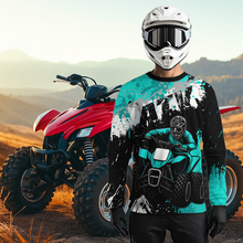 Load image into Gallery viewer, Turquoise ATV Motocross Jersey Personalized UPF30+ Adult&amp;Kid Quad Bike Shirt Atv Mx Off-Road Dirt Bike NHN003
