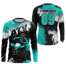 Load image into Gallery viewer, Turquoise ATV Motocross Jersey Personalized UPF30+ Adult&amp;Kid Quad Bike Shirt Atv Mx Off-Road Dirt Bike NHN003