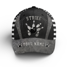 Load image into Gallery viewer, Patriotic Bowling Hat Personalized Strike Bowling Cap for Team Gift For Bowlers BDT429