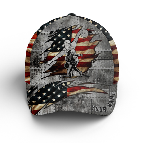 American Flag Bowling Hat for Men Women Custom Bowling Cap for Team Bowlers Gift  BDT430