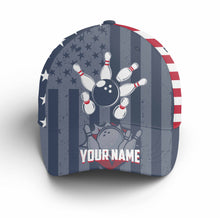 Load image into Gallery viewer, American Flag Bowling Hat Custom Bowling Cap with Name Bowling Cap for Team Bowlers Gift BDT427