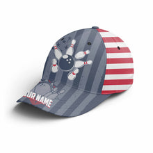 Load image into Gallery viewer, American Flag Bowling Hat Custom Bowling Cap with Name Bowling Cap for Team Bowlers Gift BDT427