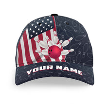 Load image into Gallery viewer, American Flag Bowling Hat Custom Name Bowling Cap for Team Patriotic Bowling Cap BDT435