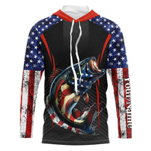 Load image into Gallery viewer, Personalized Bass Fishing American Flag UV Protection Long Sleeve Performance Fishing Shirts TTN119