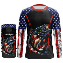 Load image into Gallery viewer, Personalized Bass Fishing American Flag UV Protection Long Sleeve Performance Fishing Shirts TTN119