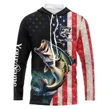 Load image into Gallery viewer, Bass Fishing USA Flag Long Sleeve Fishing Jersey Shirt, Fishing gifts Fisherman TTN15