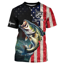 Load image into Gallery viewer, Bass Fishing USA Flag Long Sleeve Fishing Jersey Shirt, Fishing gifts Fisherman TTN15