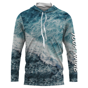 Custom Saltwater Fishing UV Protection Long sleeves, Sea Wave Camo Fishing Shirts TTN129