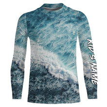 Load image into Gallery viewer, Custom Saltwater Fishing UV Protection Long sleeves, Sea Wave Camo Fishing Shirts TTN129