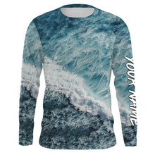 Load image into Gallery viewer, Custom Saltwater Fishing UV Protection Long sleeves, Sea Wave Camo Fishing Shirts TTN129