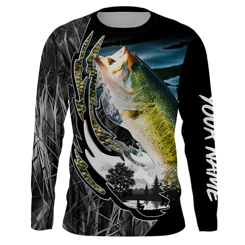 Largemouth Bass fishing Customize Name Personalized Bass Camo Shirts UV Protection TTN07