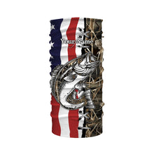 Load image into Gallery viewer, Bass Fishing American Flag Camo Custom Name 3D All over printed UV protection Shirts Fishing gift TTN09