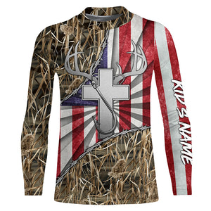 Fishing Hunting shirt Jesus lover American flag camo custom name 3D Shirts TTN29