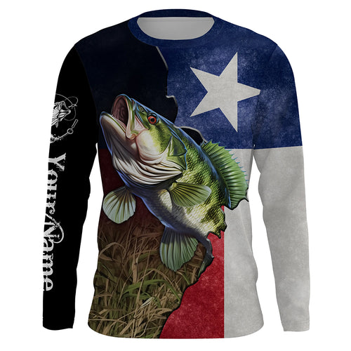 Bass Fishing Texas Flag Custom Name UV Protection Shirts - Personalized Fishing jerseys Gifts TTN24