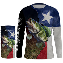 Load image into Gallery viewer, Bass Fishing Texas Flag Custom Name UV Protection Shirts - Personalized Fishing jerseys Gifts TTN24