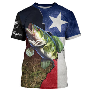 Bass Fishing Texas Flag Custom Name UV Protection Shirts - Personalized Fishing jerseys Gifts TTN24