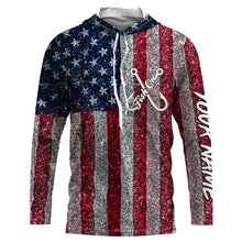 Load image into Gallery viewer, Fish On American Flag UV Protection Custom Long Sleeve Shirts Patriotic Fishing Jersey TTN127