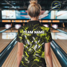 Load image into Gallery viewer, Neon Yellow Women’s Bowling Shirt Custom Bowling Team Jersey Polo &amp; Quarter Zip TTN130