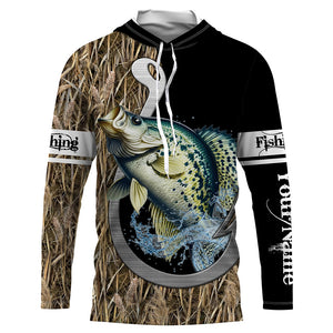 Crappie Fishing Jerseys Fish Hook Camo UV Customize Name Long Sleeve Shirts TTN41